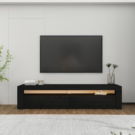 Hanah Home Soporte para TV Batı - Wood Black con Luces LED